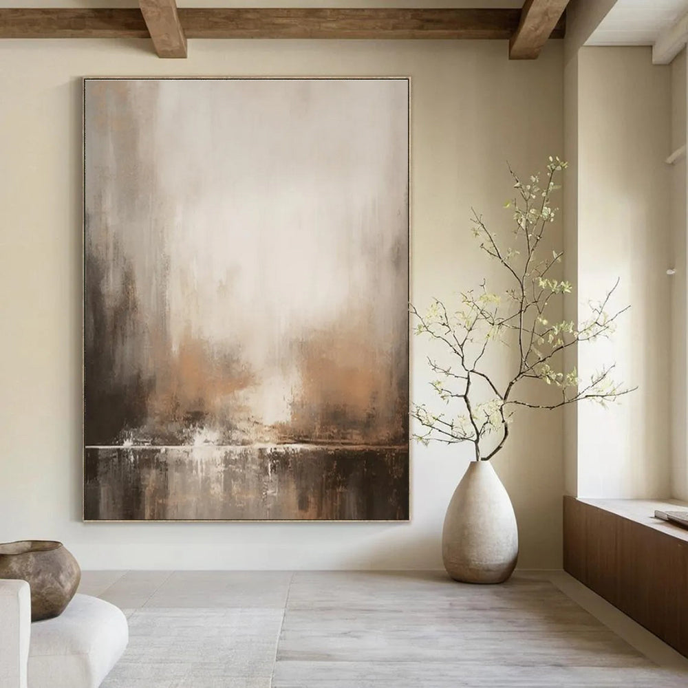 Muted Landscape Abstract Painting for Serene Waiting Rooms HENG455