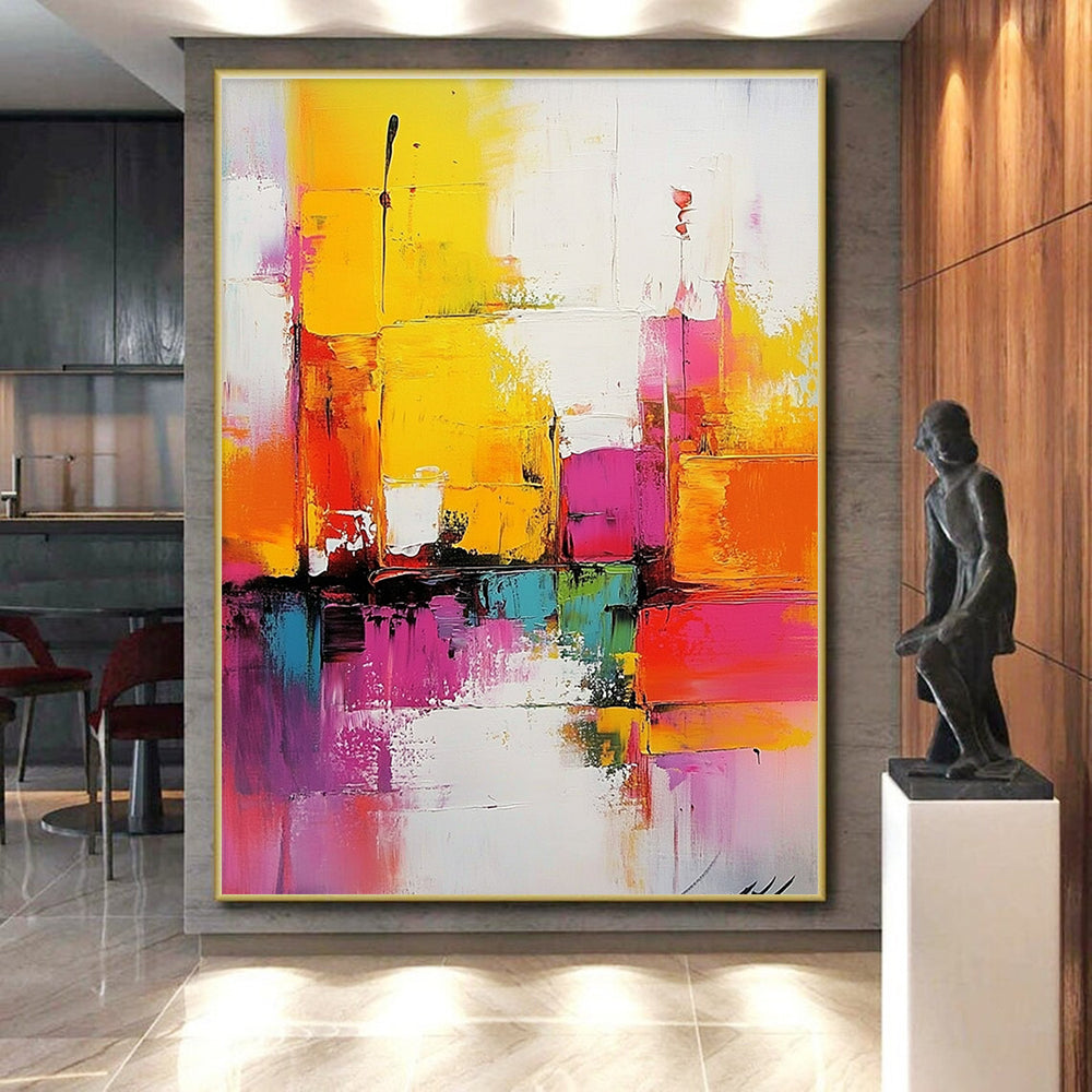 Colorful Cubist Abstract Painting with Vibrant Shapes WINK656