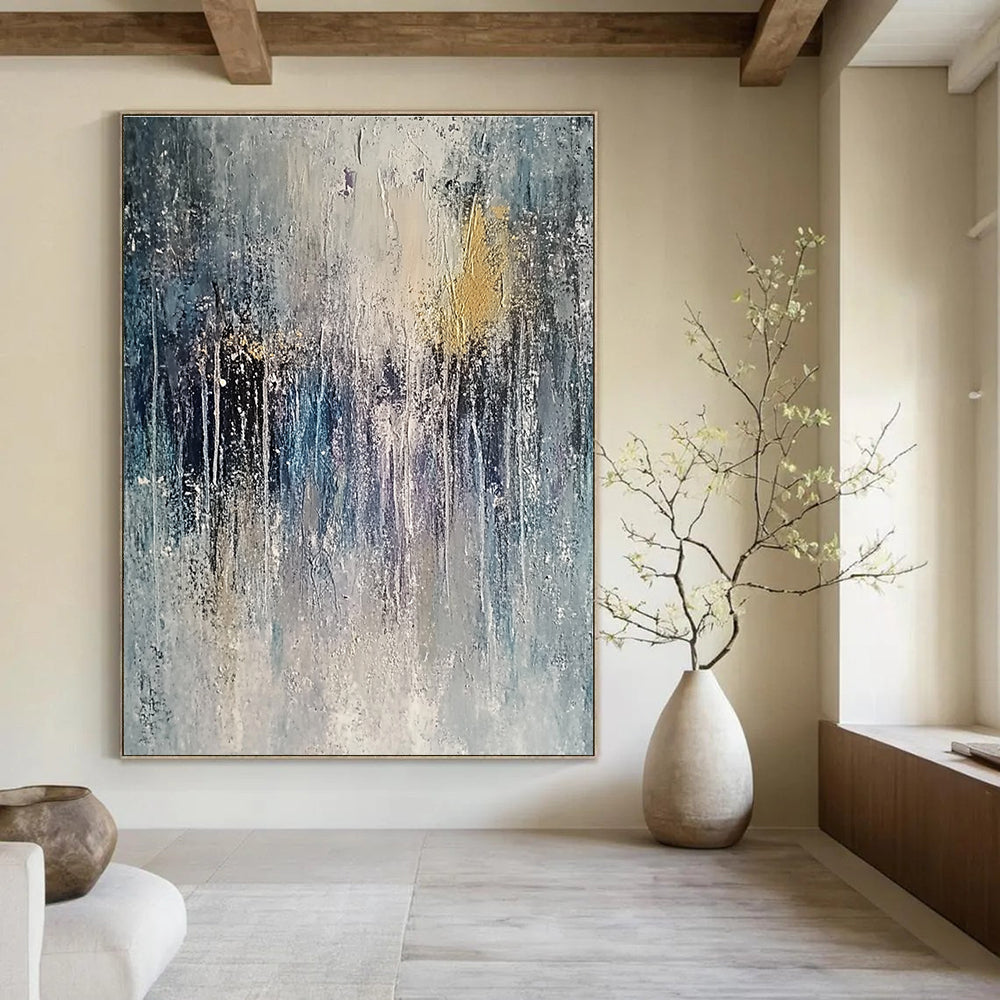 Textured Gray and Gold Abstract Painting for Sophisticated Offices GAB1084