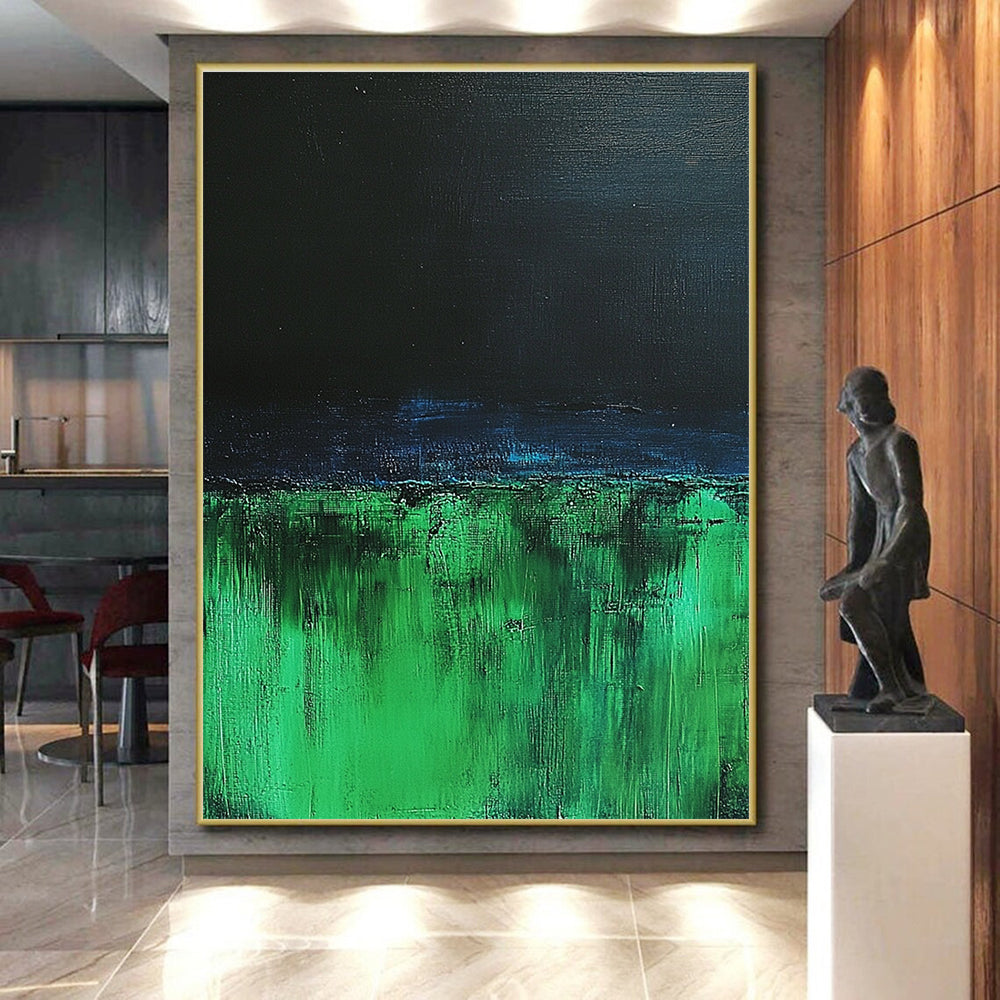 Dark Green and Blue Abstract Painting with Night Sky Vibes WINK116