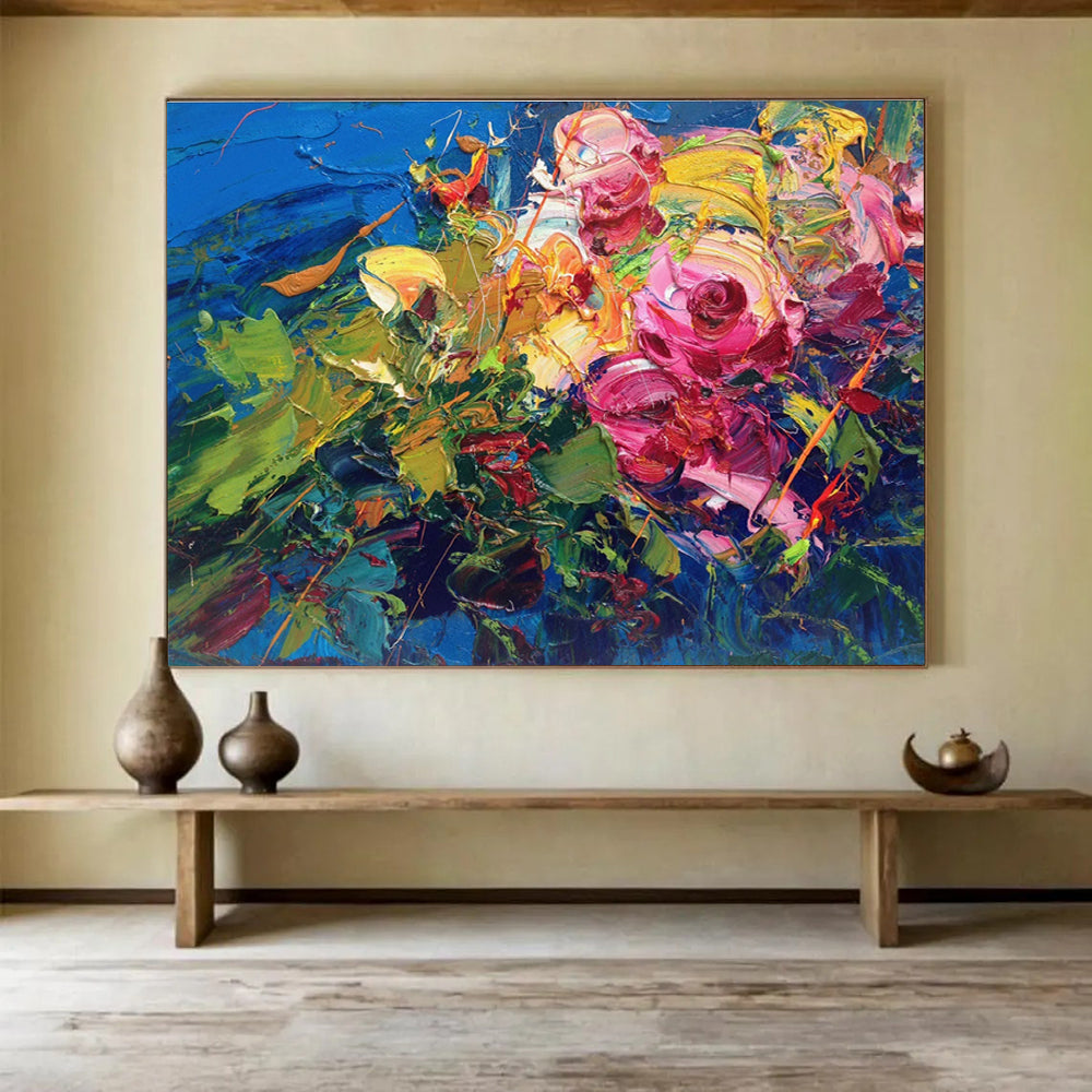 Colorful Floral Abstract Painting for Luxury Hotel Suites YHT470