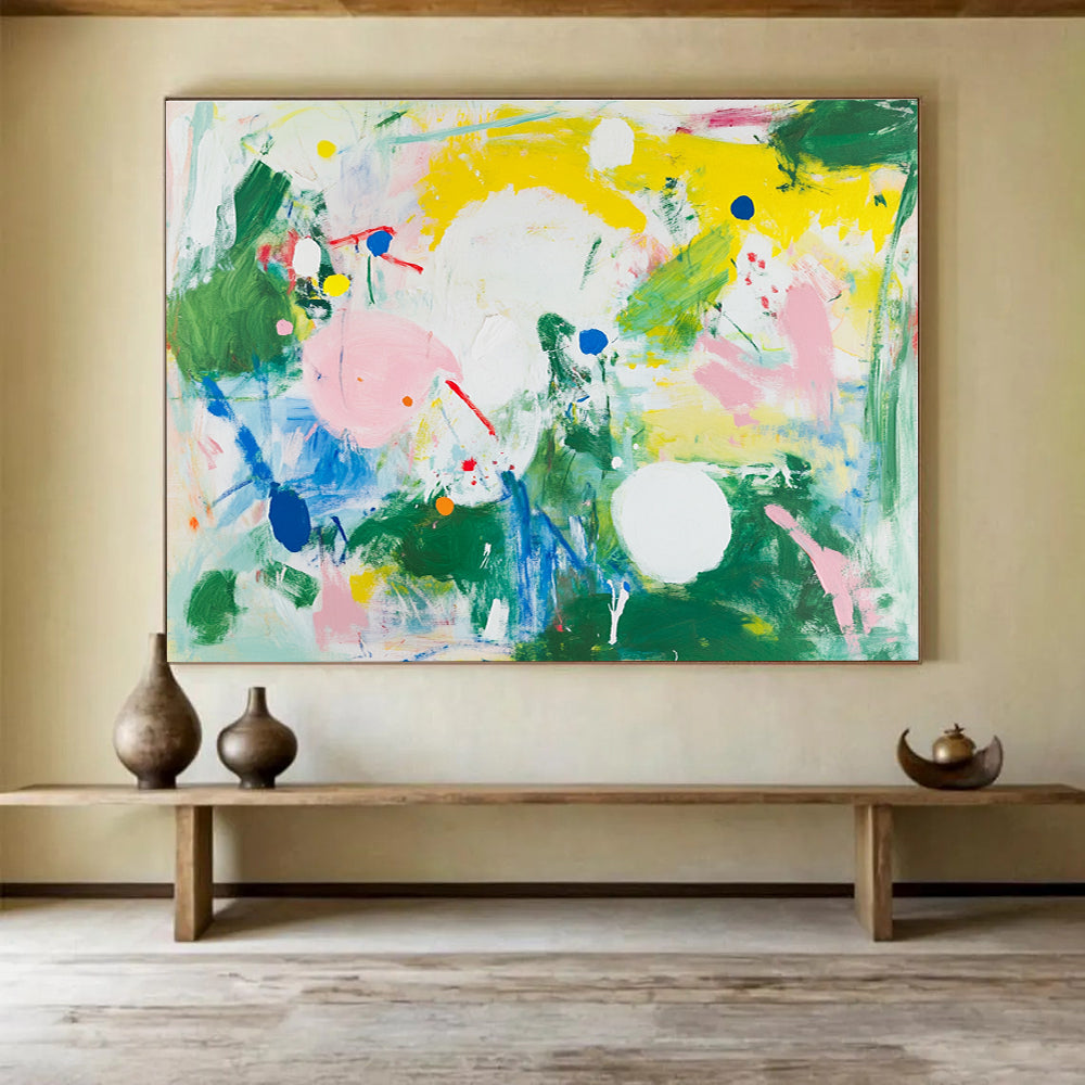 Colorful Abstract Dots and Shapes with Playful Energy Abstract Painting ABS390