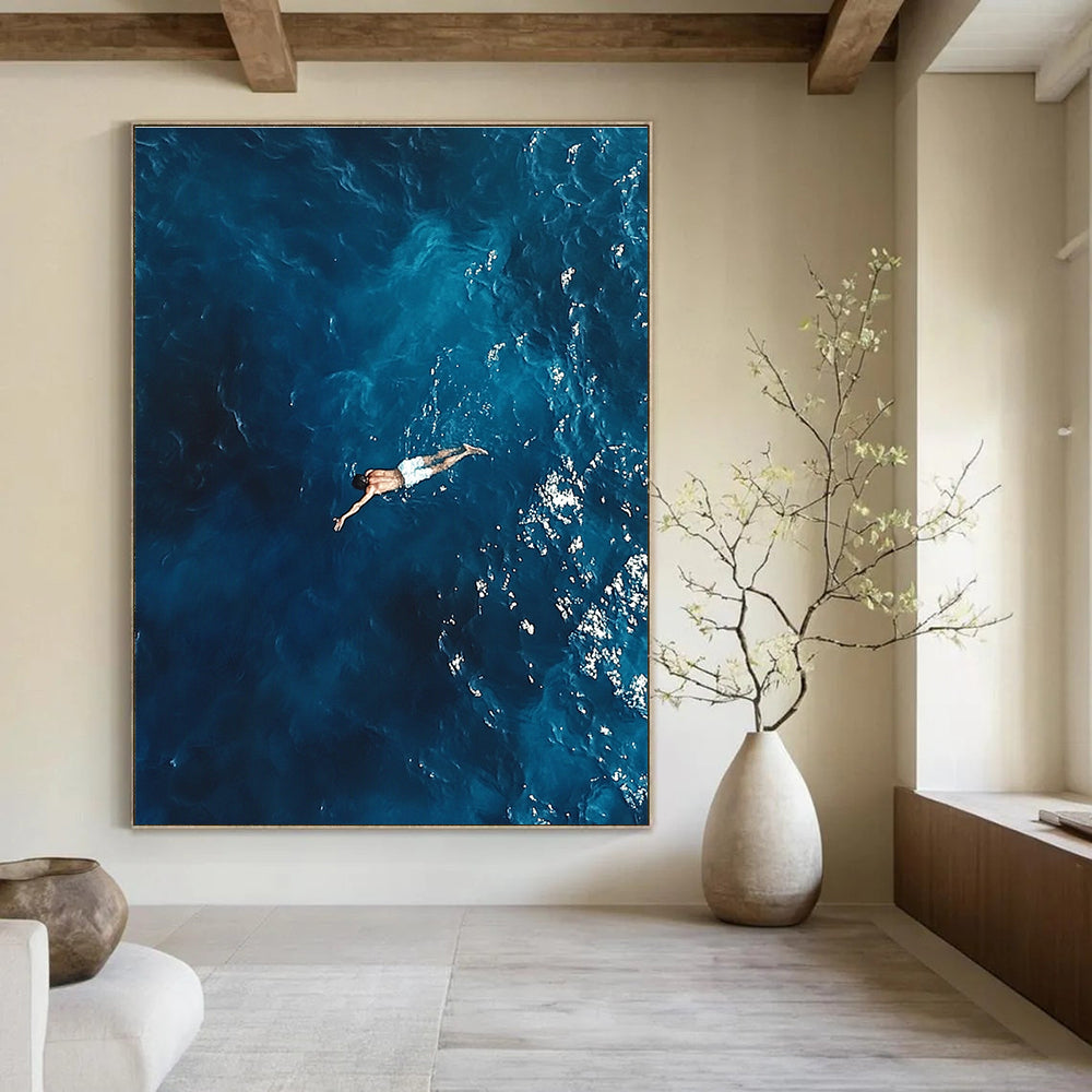 Man Floating in Ocean Abstract Photography of Serene Solitude GAB0195