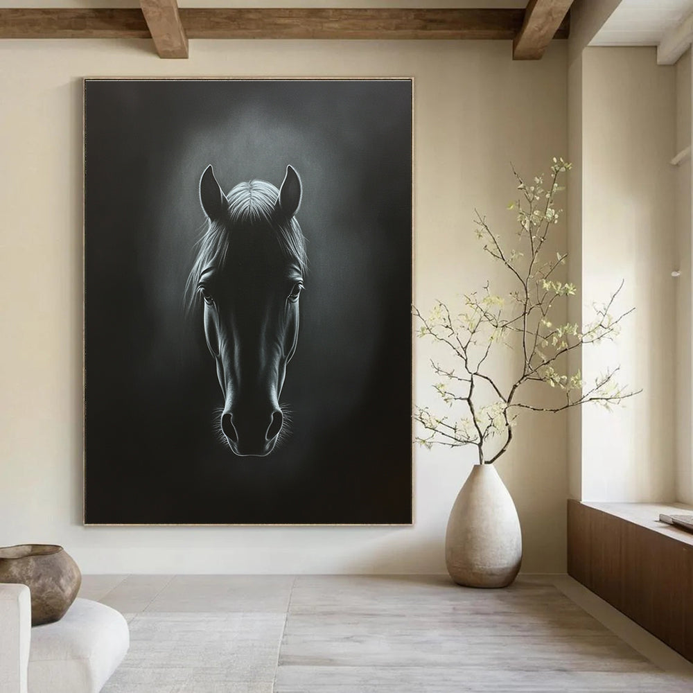 Dark Horse Portrait Abstract Painting of Mysterious Grace GAB0212