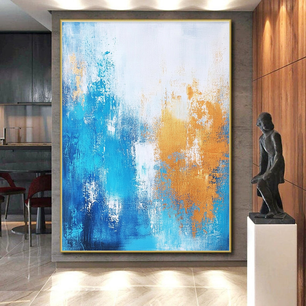 Blue - Gold Abstract Textures Painting with Tactile Luxury WINK383