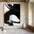 Dynamic Black Ink Abstract Painting for Contemporary Art Galleries HENG196