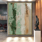 Green and Beige Textured Abstract Painting with Earthy Warmth WINK096