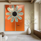 Polka Dot Flower on Orange - Playful Botanical Art GAB0408