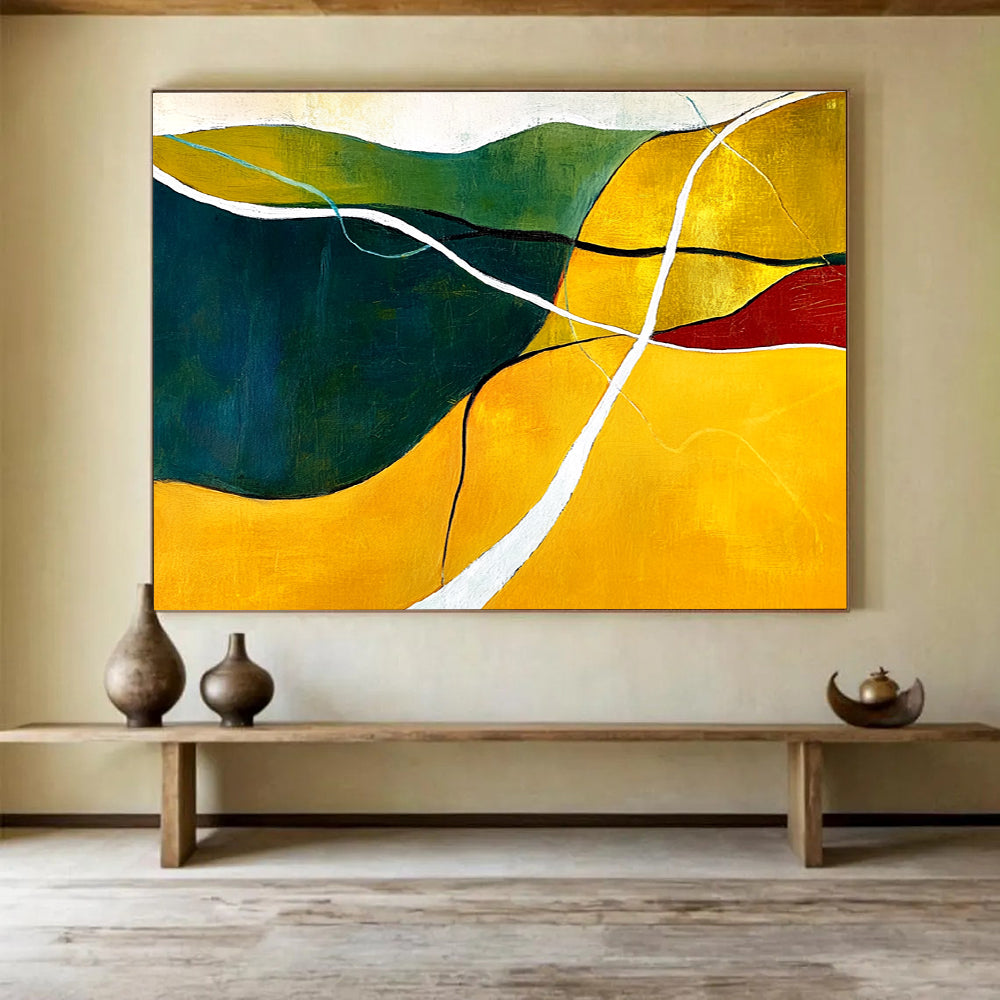 Colorful Landscape Abstract Painting with Simplified Forms ABS427