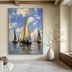 Sailing Boats on the Sea Classic Maritime Abstract Painting GAB0284