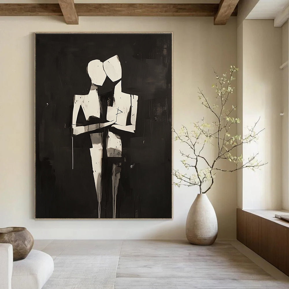 Abstract Couple Embrace - Intimate Figurative Abstract Art GAB0452