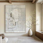 White Collage Abstract Painting for Modern Art Museum Installations HENG017