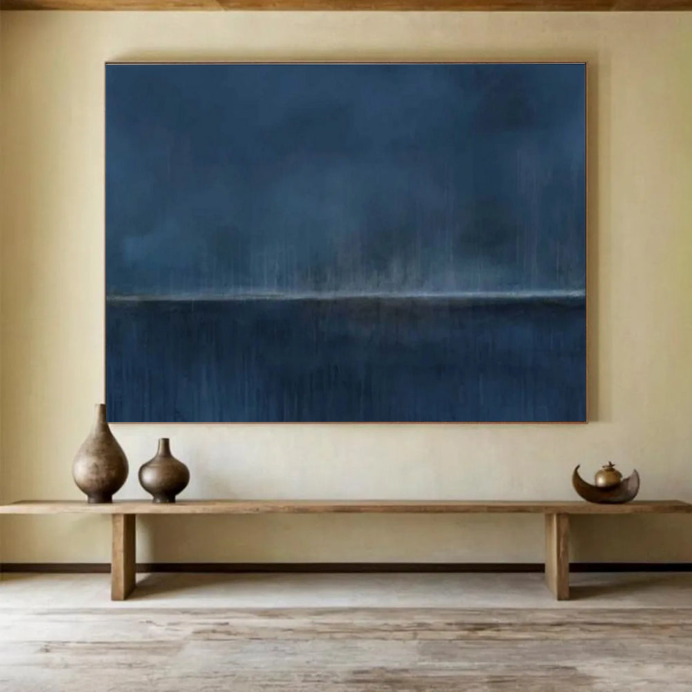 Dark Rainy Sea Abstract Painting for Nautical - Themed Home Theaters YHT272