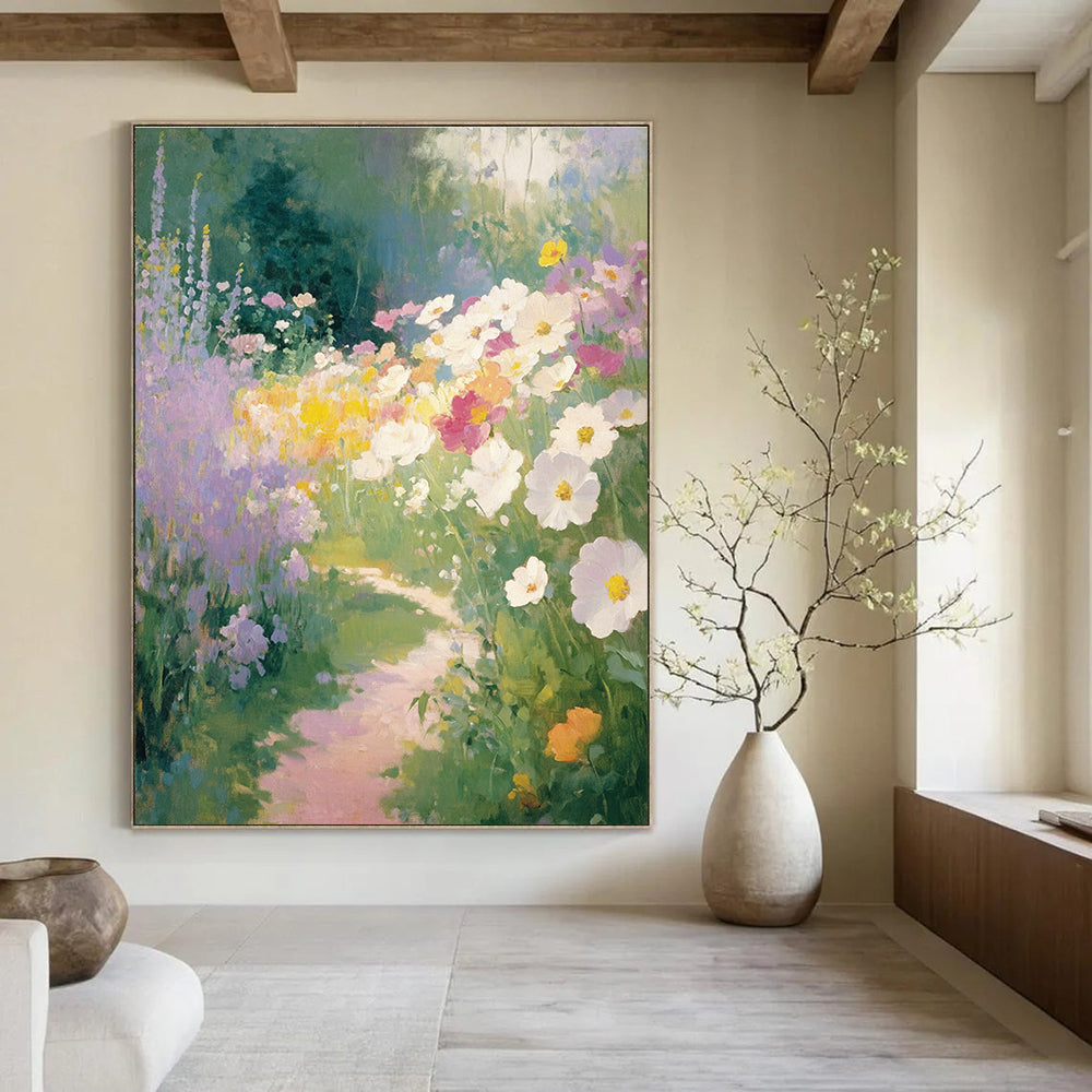Flower - Filled Garden Path - Romantic Impressionist Art GAB0388