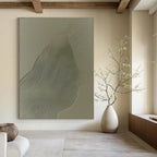 Green Wavy Lines on Grey Abstract Painting with Textured Patterns GAB0063