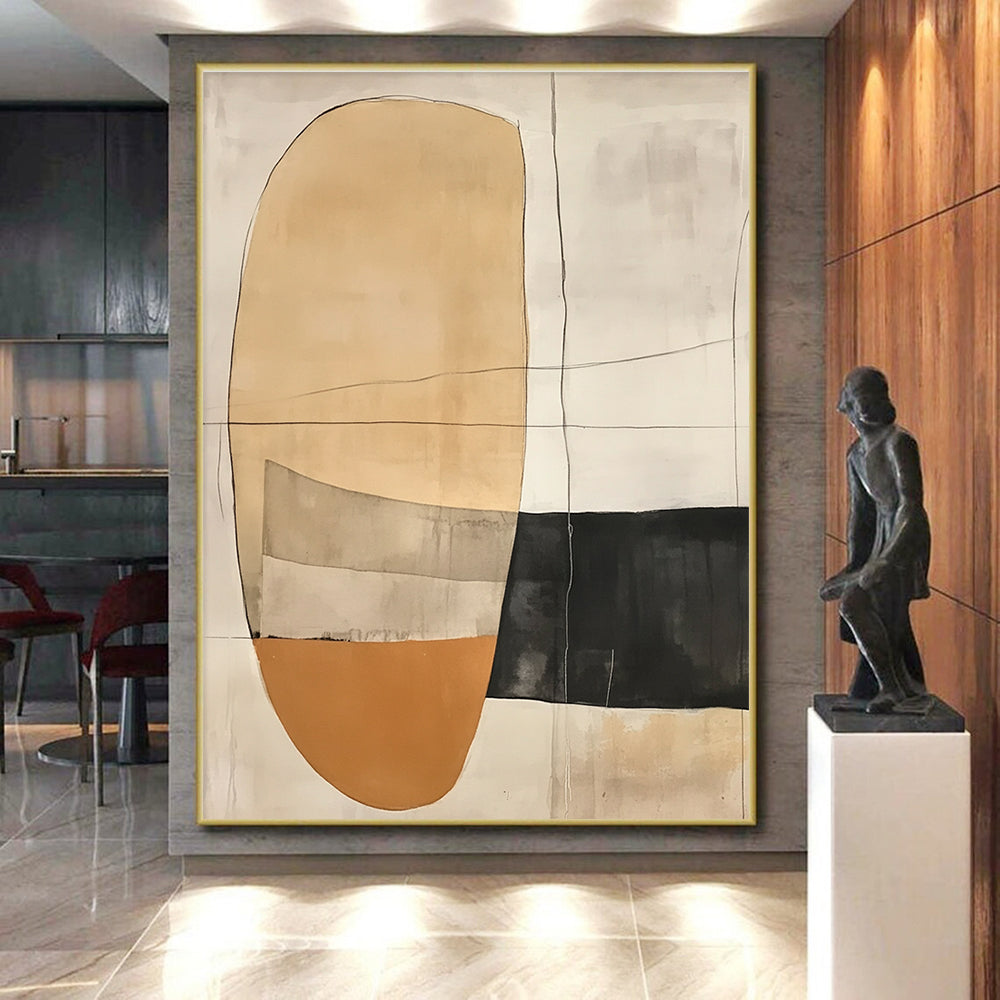 Layered Neutral Geometric Forms Abstract Painting with Subtle Depth WINK226