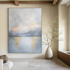 Lake with Golden Reflections Abstract Painting for Serene Interiors GAB0704