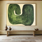 Green Wavy Abstract with Concentric Lines Abstract Painting ABS363