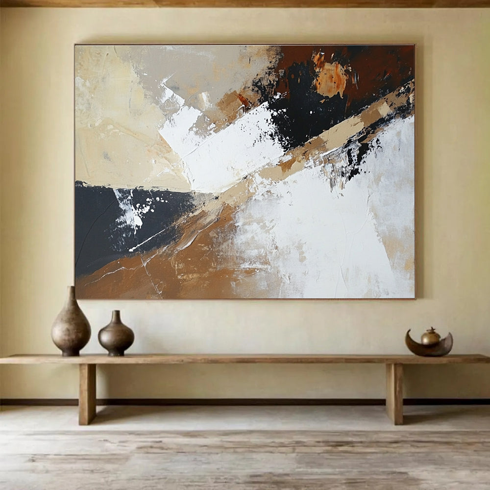 Neutral Tone Abstract Angles Painting with Subtle, Sophisticated Dynamics ABS486