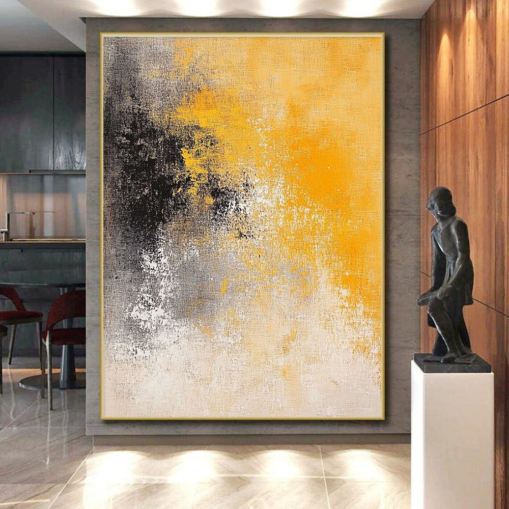 Yellow - Gray Abstract Blend Painting with Subtle Warmth WINK431