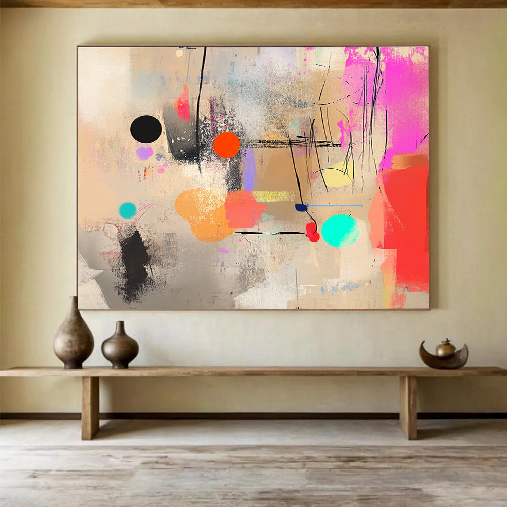 Vibrant Dots - Lines Abstract Expressionist Painting ABS203