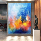 Blue Orange Pink Abstract Painting with Dreamy Blends WINK514