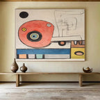 Whimsical Abstract Forms Painting with Retro Vibes YHT004