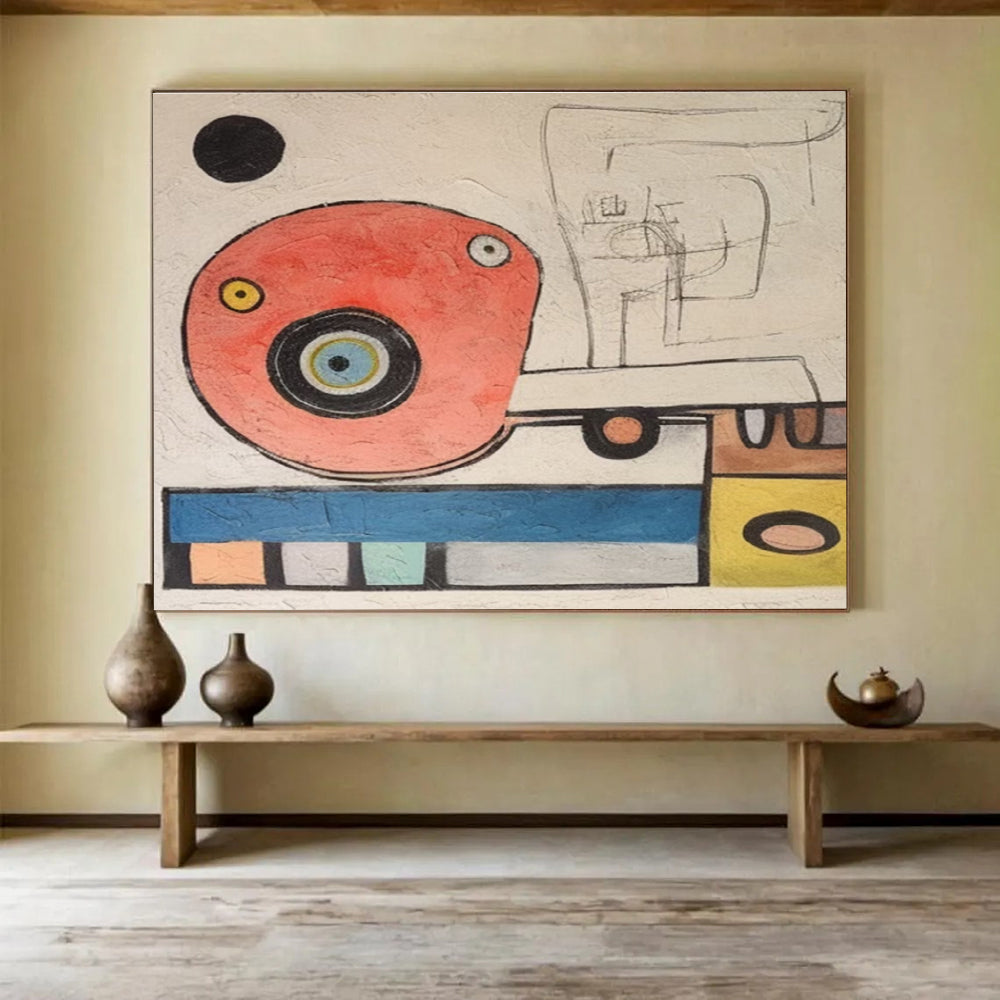 Whimsical Abstract Forms Painting with Retro Vibes YHT004