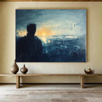 Introspective Silhouette - by - Sunset Seascape Abstract Painting ABS228