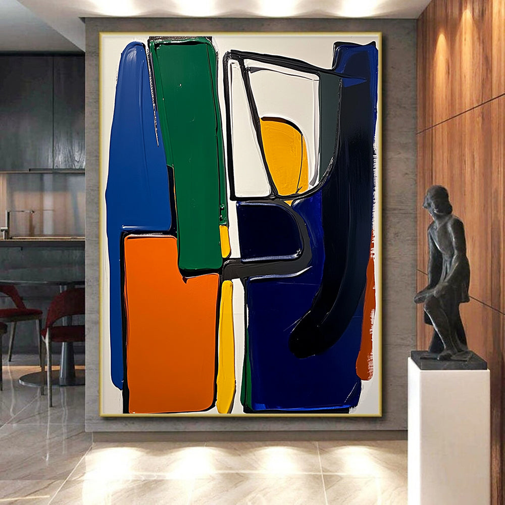 Color - Blocked Geometric Abstract Painting with Bold Vibrancy WINK220