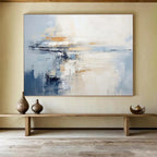 Blue - White Abstract Horizon Painting for Minimalist Spaces YHT089