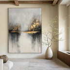 Gold - Lake Abstract Painting for Rustic - Chic Restaurants GAB0862