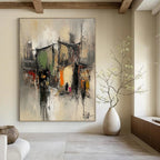 Abstract Urban Street Scene Painting for Bohemian Cafes GAB1130