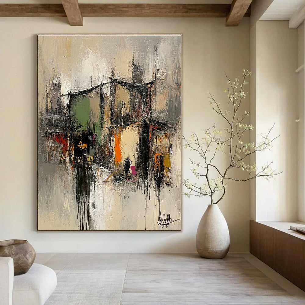 Abstract Urban Street Scene Painting for Bohemian Cafes GAB1130