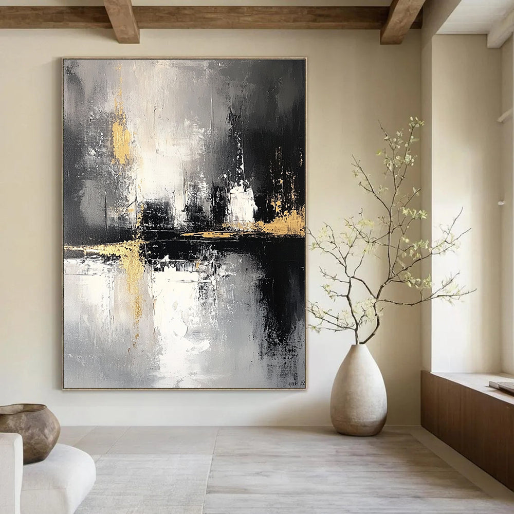 Dark Abstract Cityscape - Moody Urban Abstract Painting GAB0448