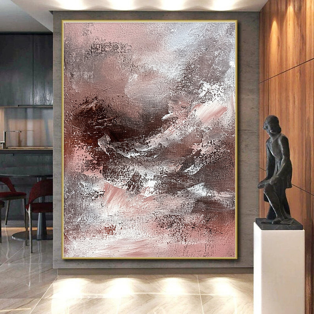 Pink Gray Abstract Painting with Subtle Drama WINK770
