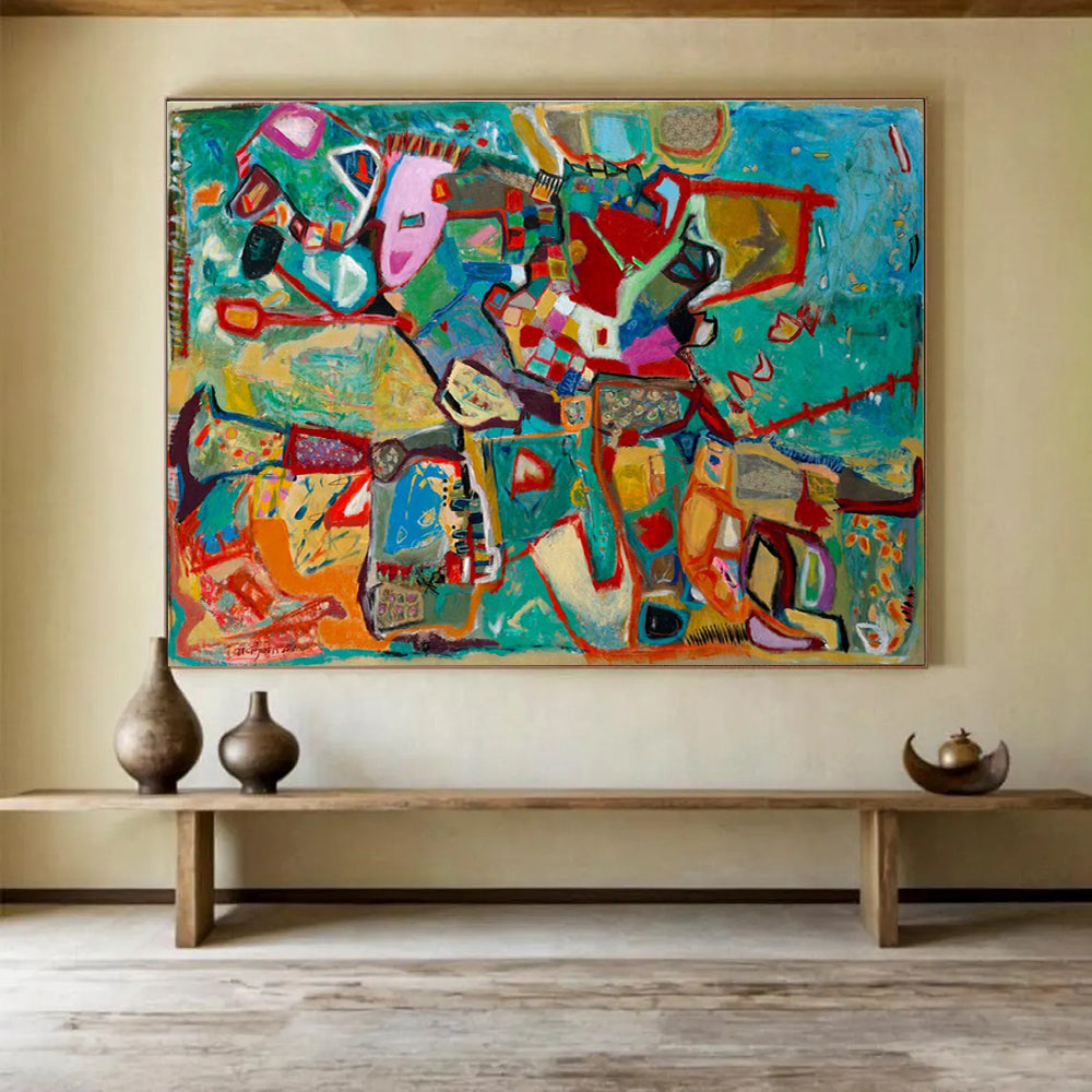 Colorful Geometric Abstract Painting for Modern Art Galleries YHT233