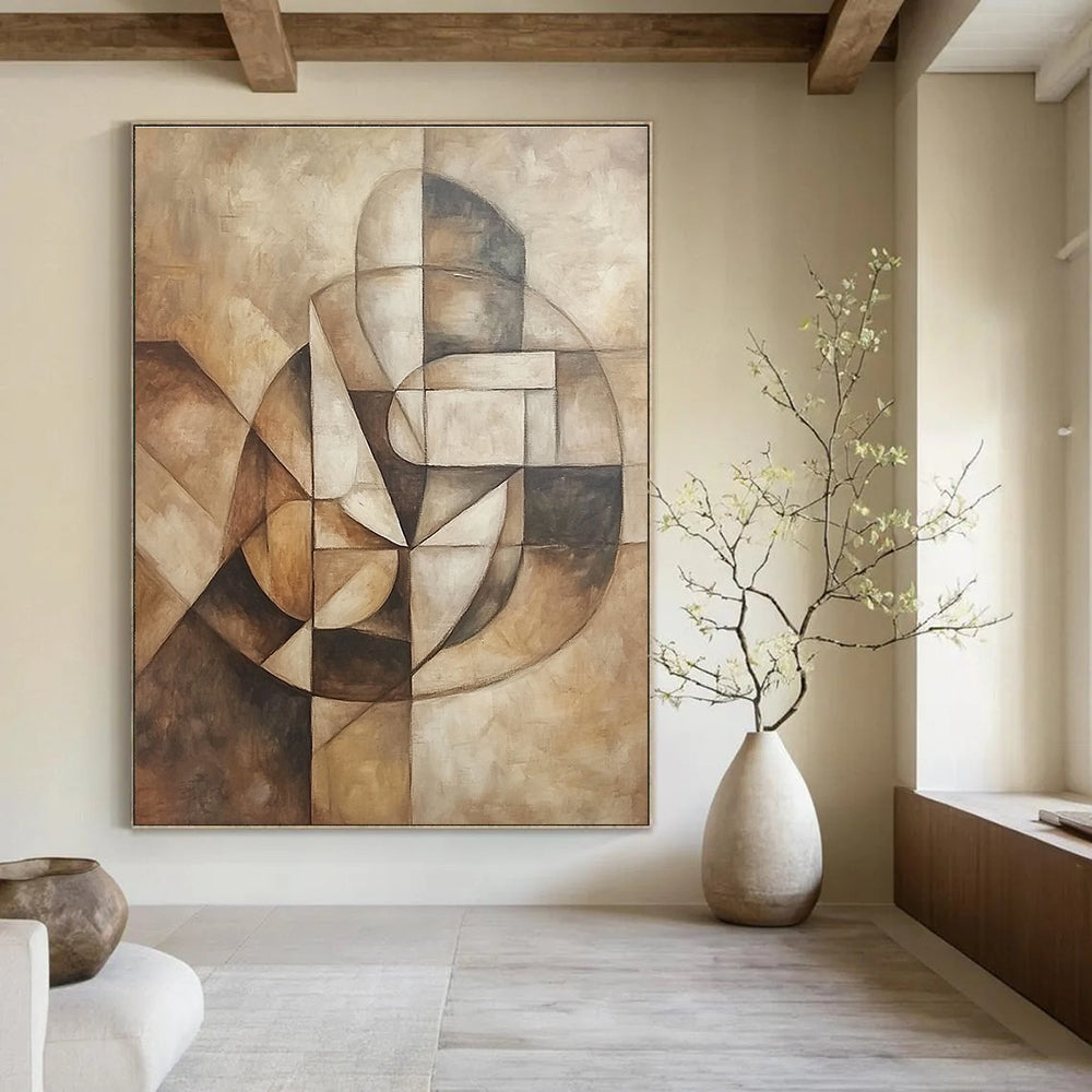 Geometric Brown Tones Abstract Painting for Industrial - Chic Lofts GAB1278