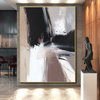 Dynamic Monochrome Abstract Painting with Flowing Movement WINK504