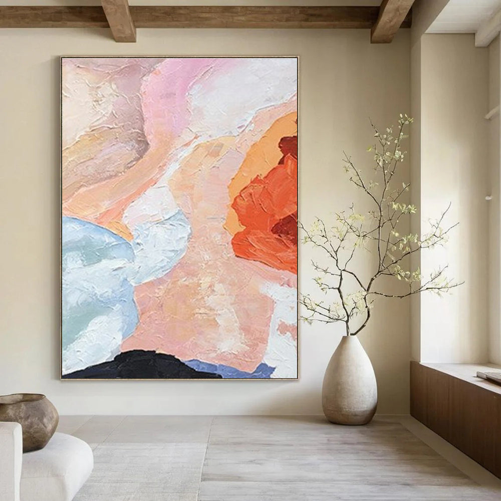 Pastel Soft Color Abstract Shapes Painting for Calm Interiors HENG275