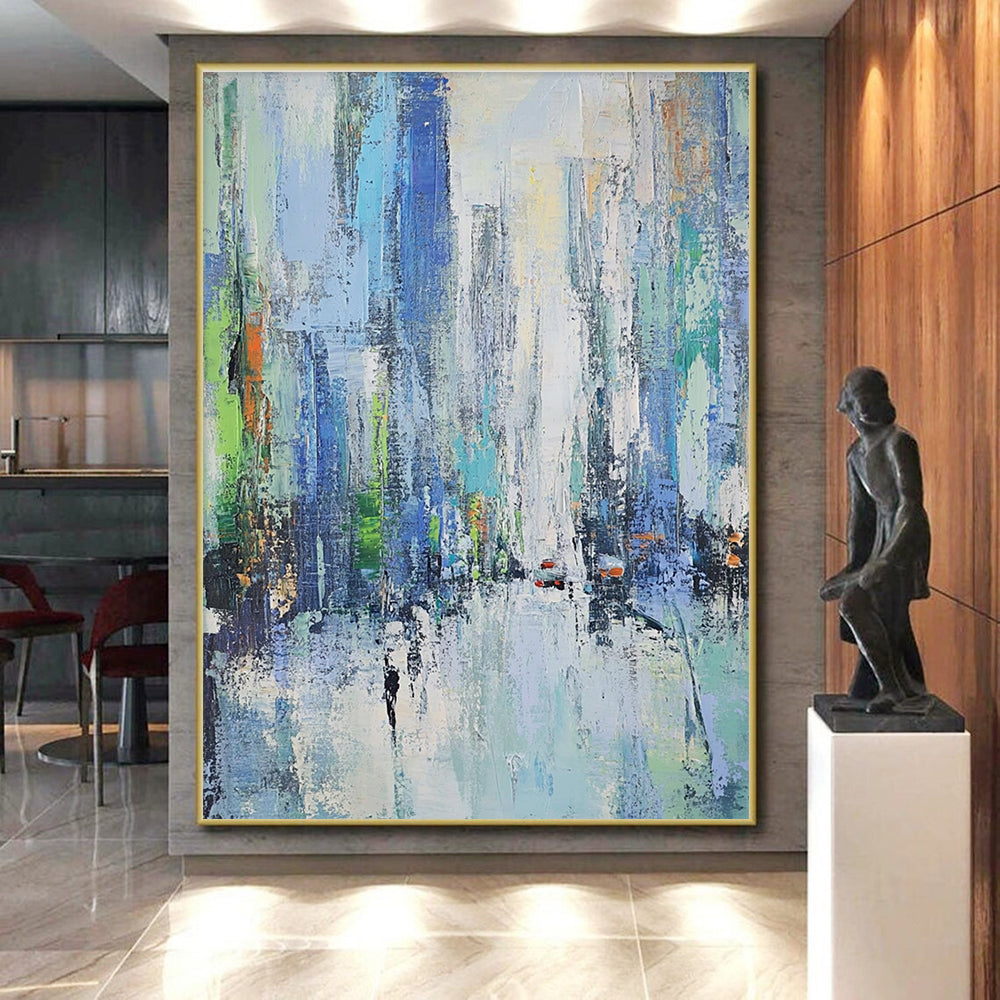 Colorful Abstract Cityscape Painting with Vibrant Energy WINK386