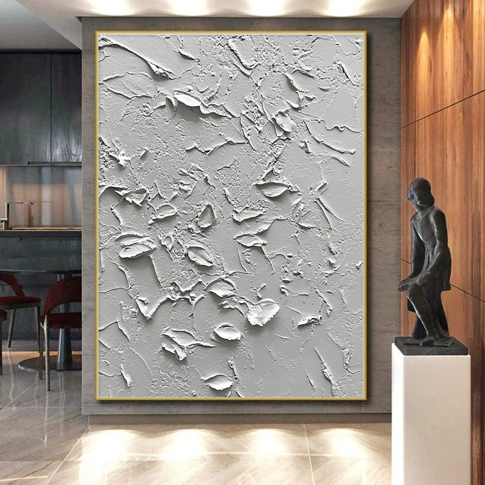 White Textured Surface Abstract Painting with Subtle Depth WINK093