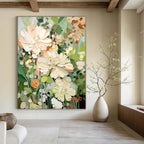 Textured Floral Abstract Painting for Serene Bedrooms HENG422