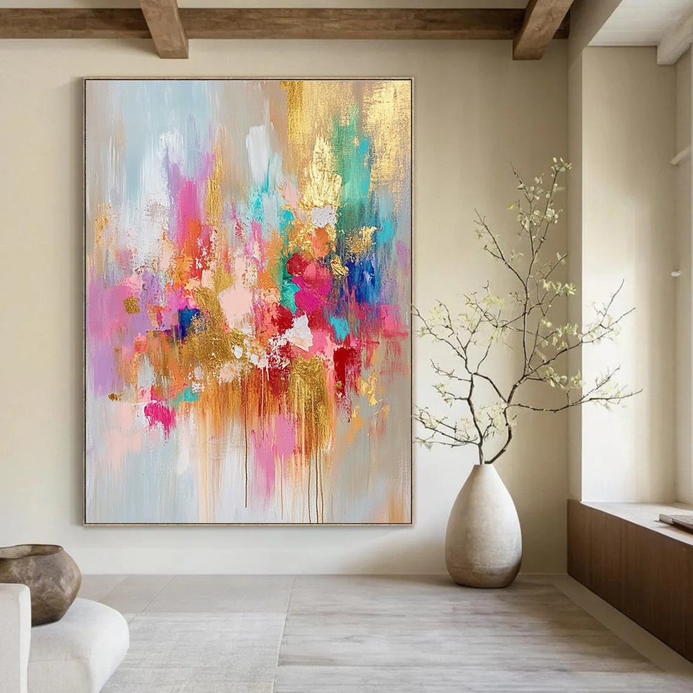 Pastel and Gold Abstract Painting for Feminine - Inspired Boutiques GAB0894