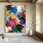 Vibrant Color Block Abstract Painting for Creative Studios GAB1035