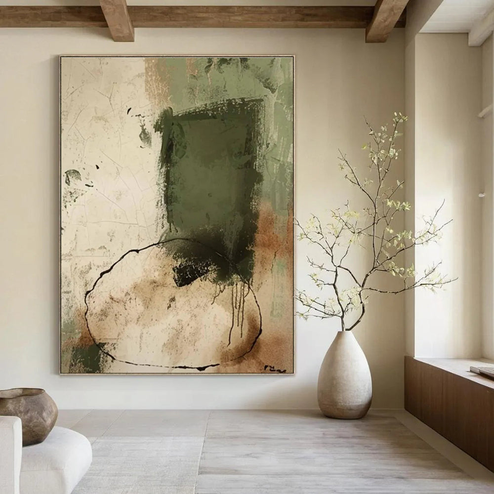 Earth - Toned Abstract Composition Painting for Rustic - Style Dining Rooms HENG499