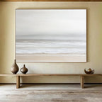 Monochrome Beach Landscape  Serene Coastal Calm ABS095