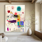 Whimsical Doodle Abstract Painting with Playful Forms GAB0102