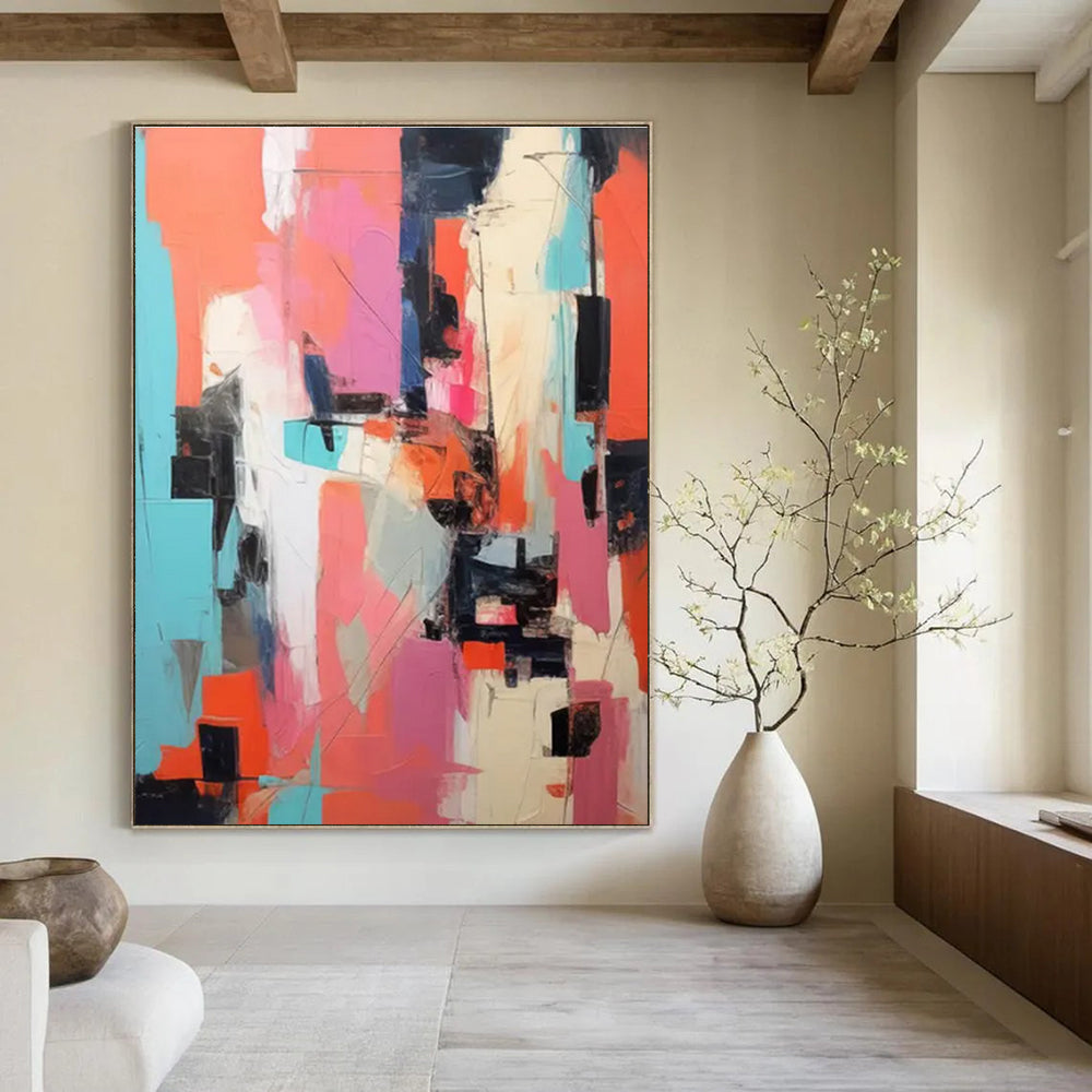 Colorful Geometric Abstract Painting for Creative Workspaces HENG127