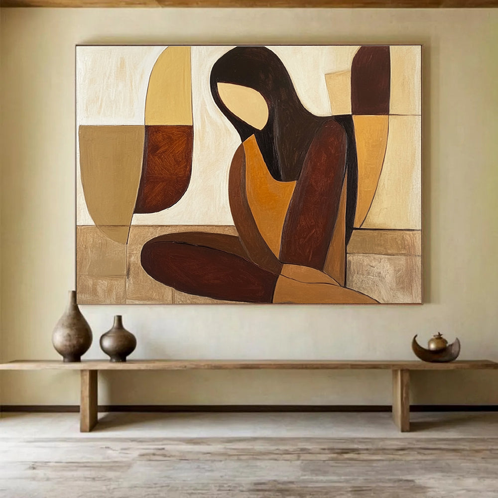 Geometric Figure Abstract Painting with Simplified, Serene Forms ABS496
